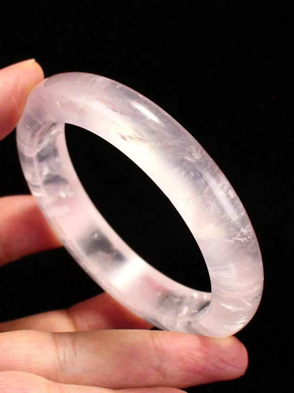 Natural Rose Quartz Bangle 42.89g 54mm ID Mozambique Pink Gemstone Crystal Cert
